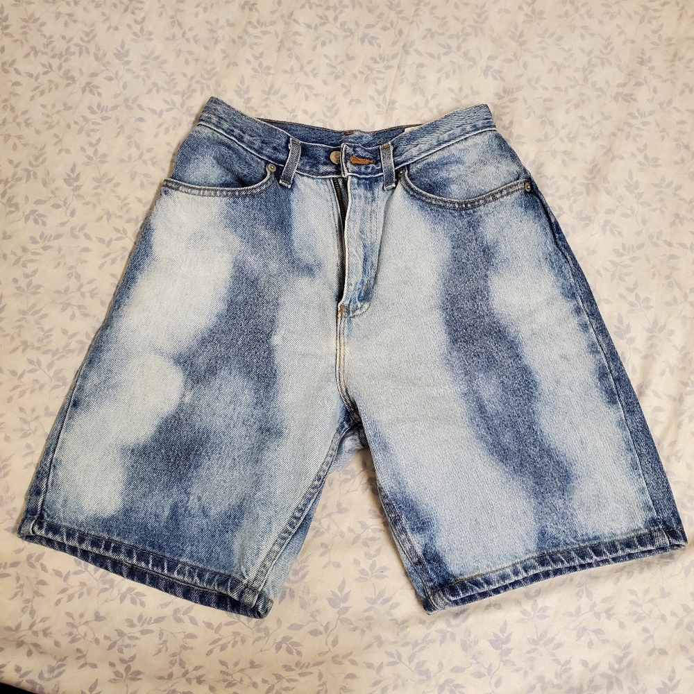 Vintage Bleach Denim High Waisted Mom Shorts